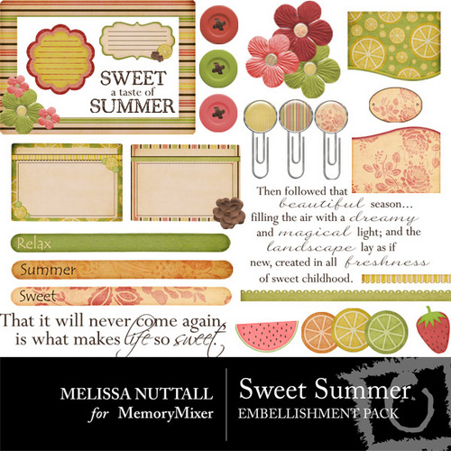 Sweet Summer Embellishment Pack Scrapbook Page Design MemoryMixer™