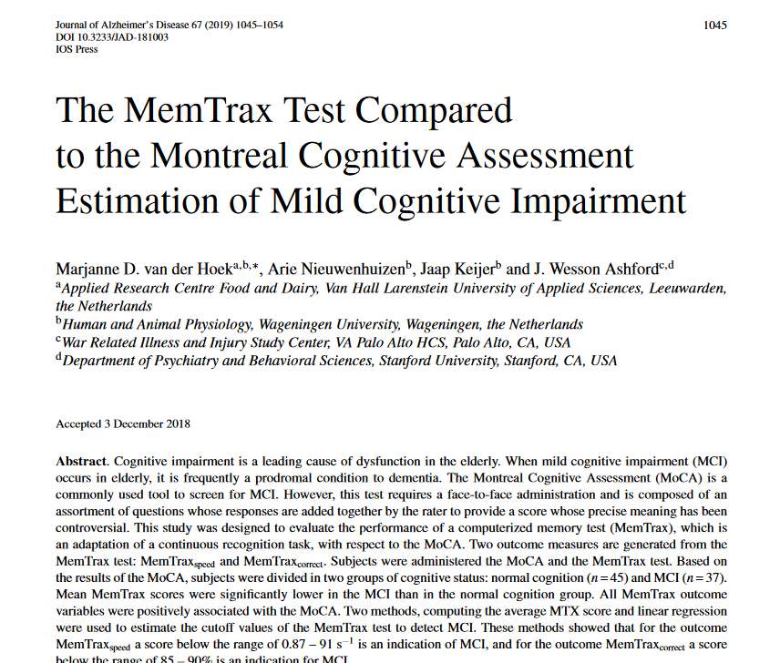 About MemTrax Online Memory Test MemTrax
