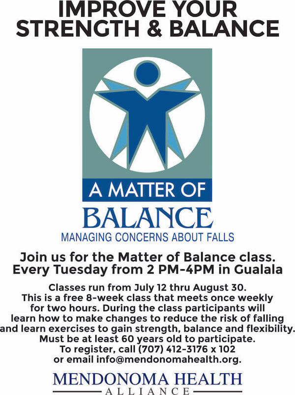 A Matter of Balance Class July 12 August 30 Mendonoma Health Alliance
