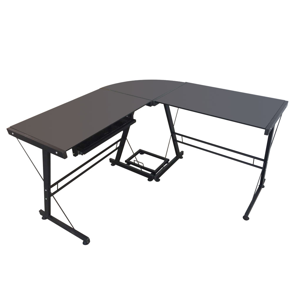 15 Ideas of Matte Black Corner Desks with Keyboard Shelf
