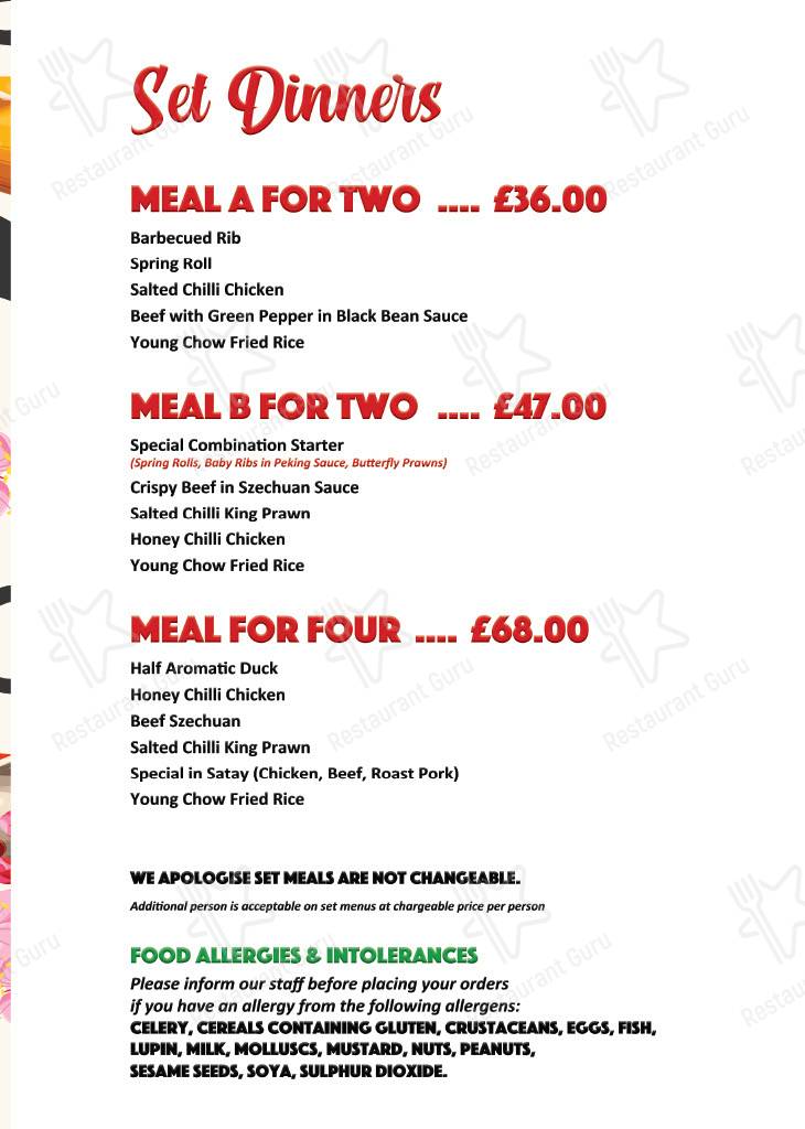 Menu at Good Fortune restaurant, Belfast, Eastleigh Dr