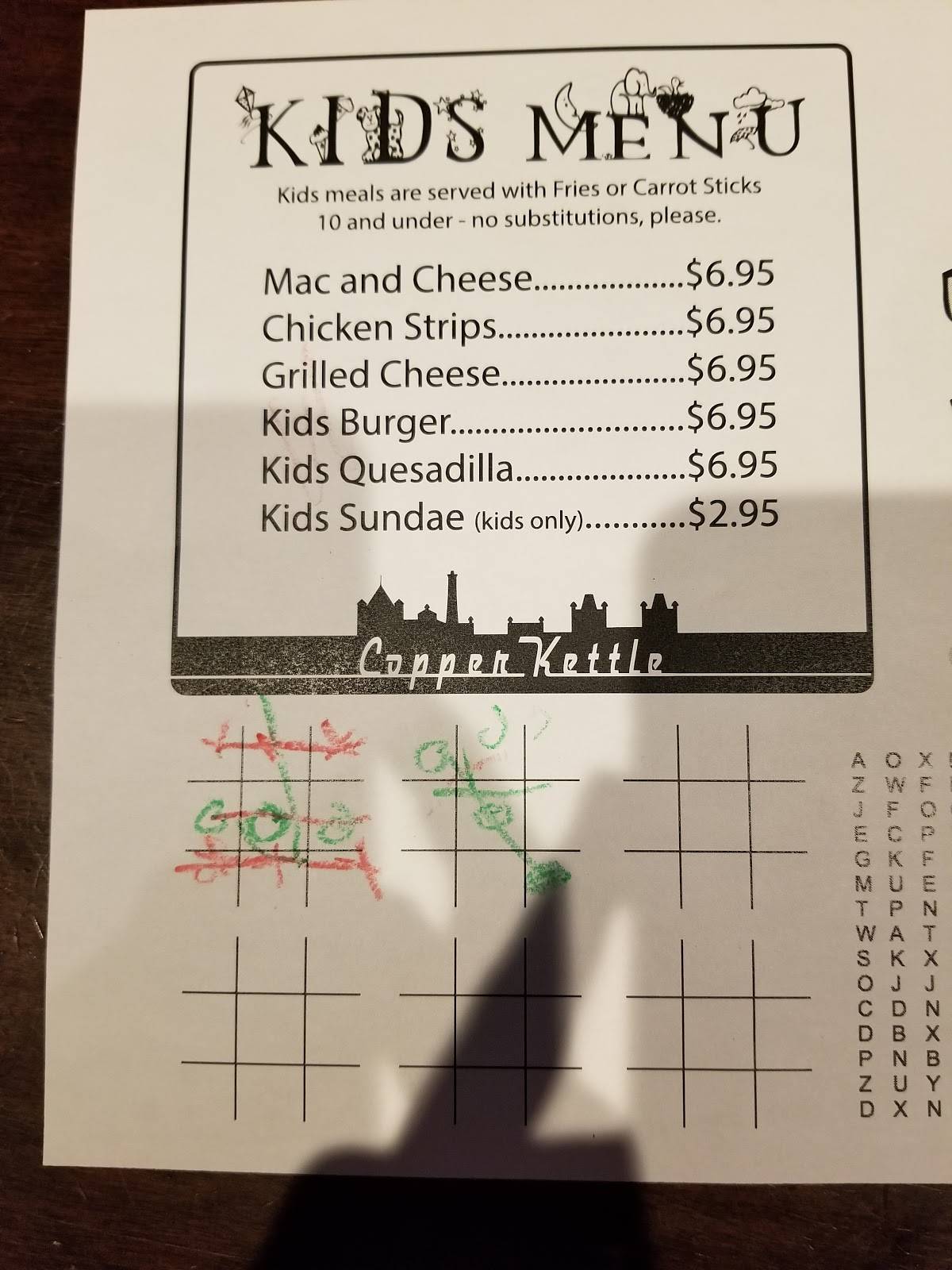 Menu at Copper Kettle pub & bar, Dubuque