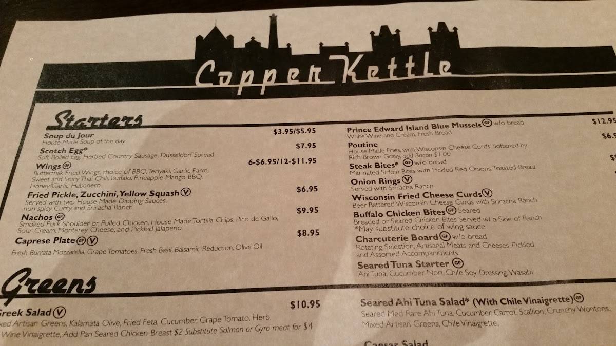 Menu at Copper Kettle pub & bar, Dubuque