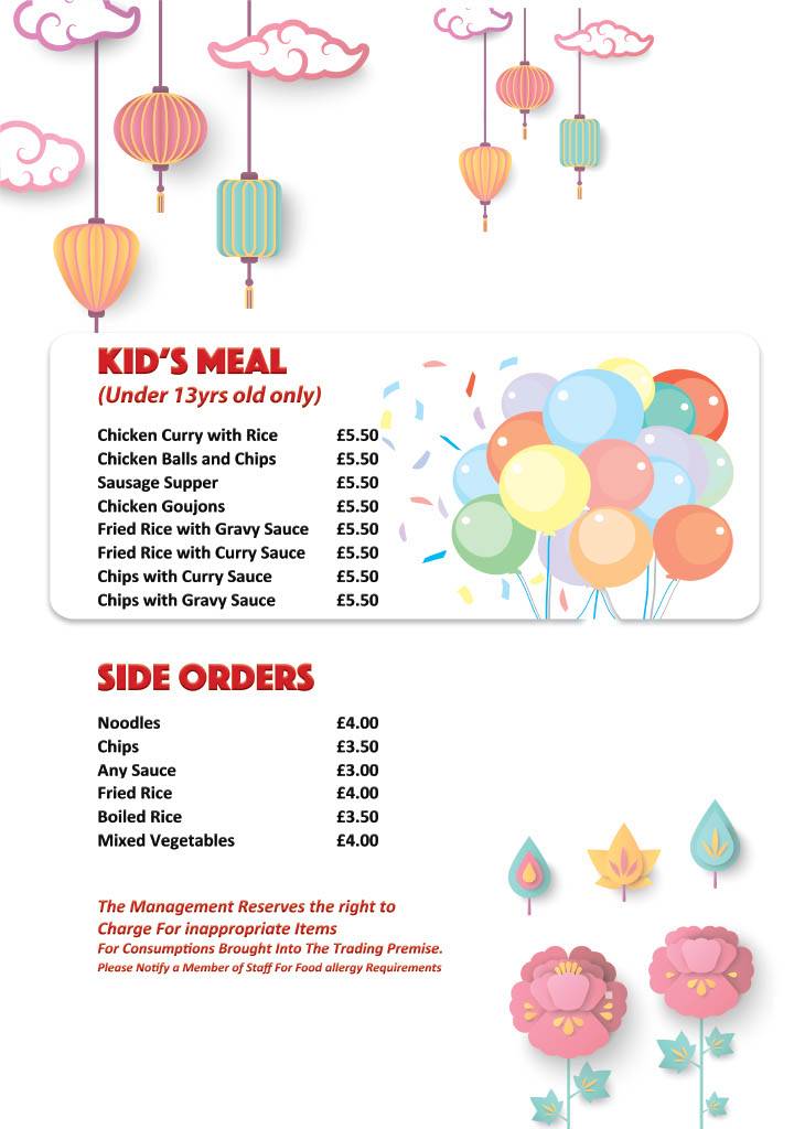 Menu at Good Fortune restaurant, Belfast, Eastleigh Dr