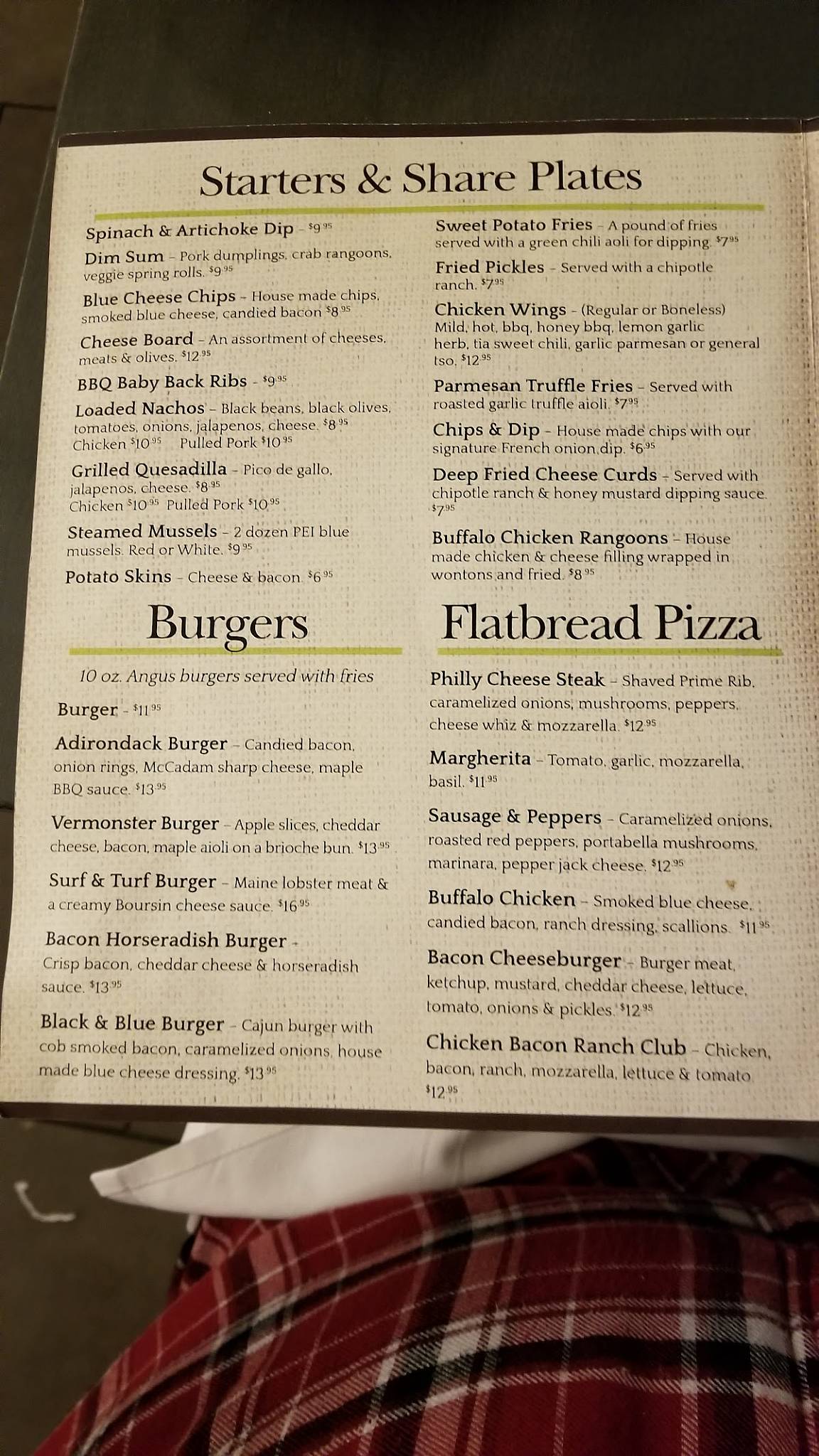 Menu at Butcher Block pub & bar, Plattsburgh