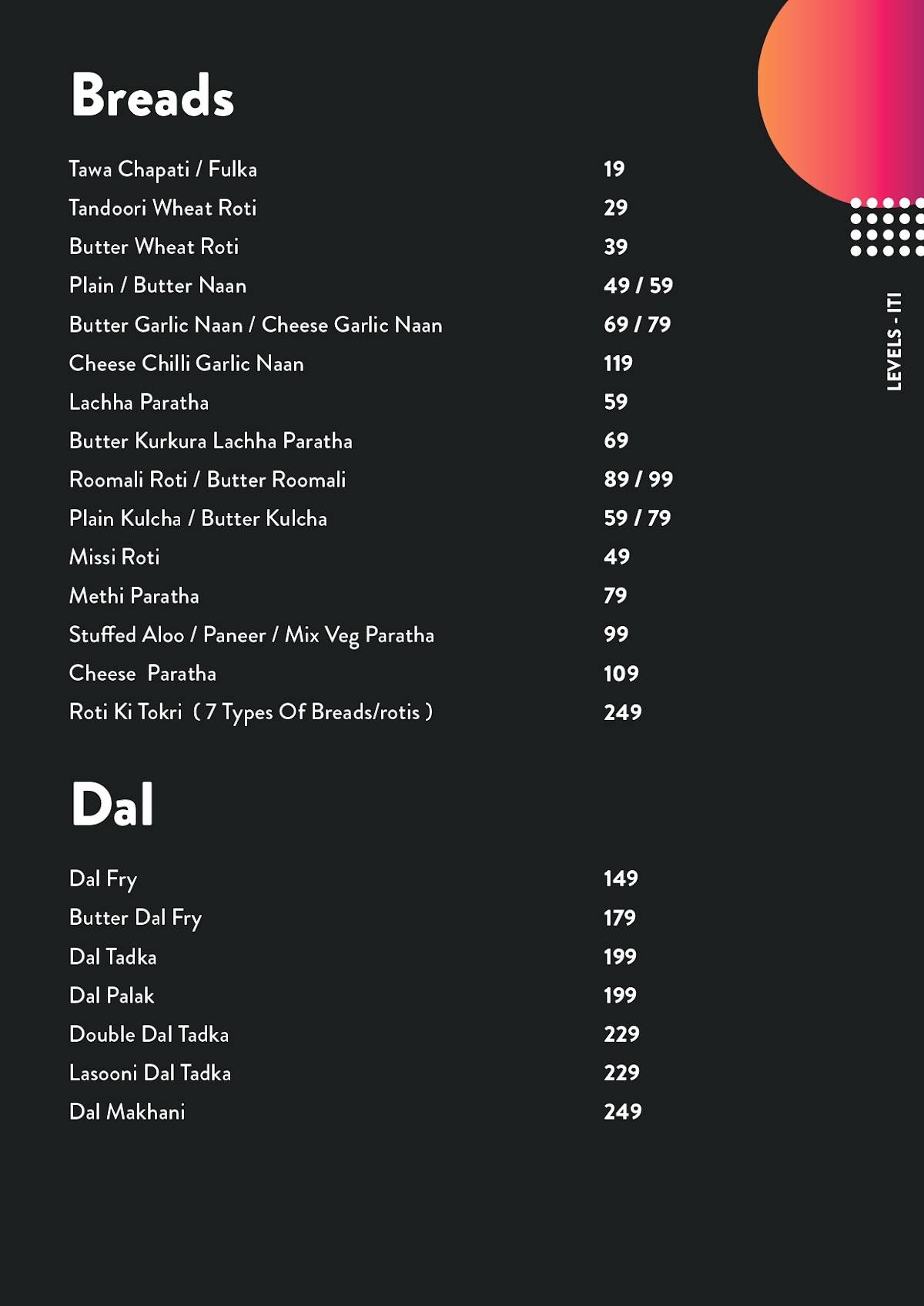 Menu at Red Chillys Levels, Nashik, Trambakeshwar Rd