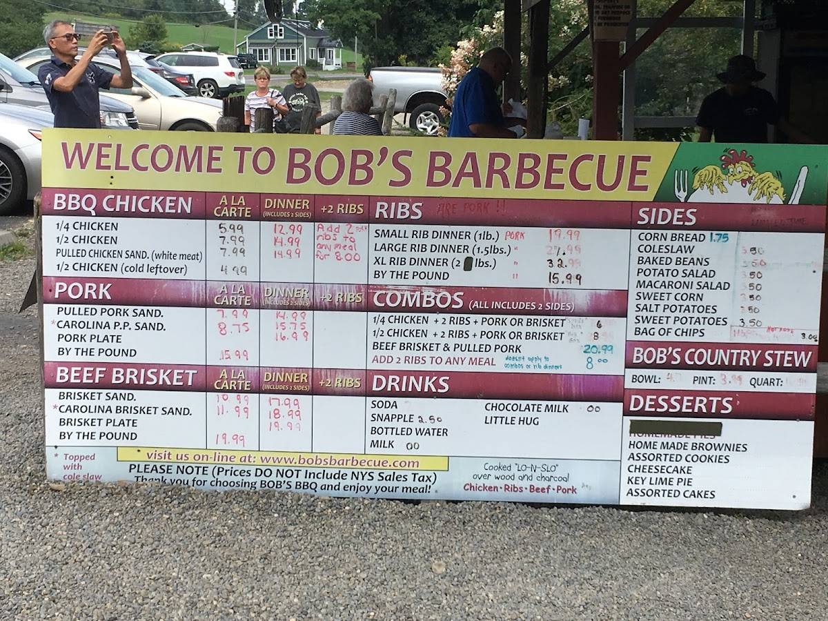 Menu at Bob's Barbecue, Homer