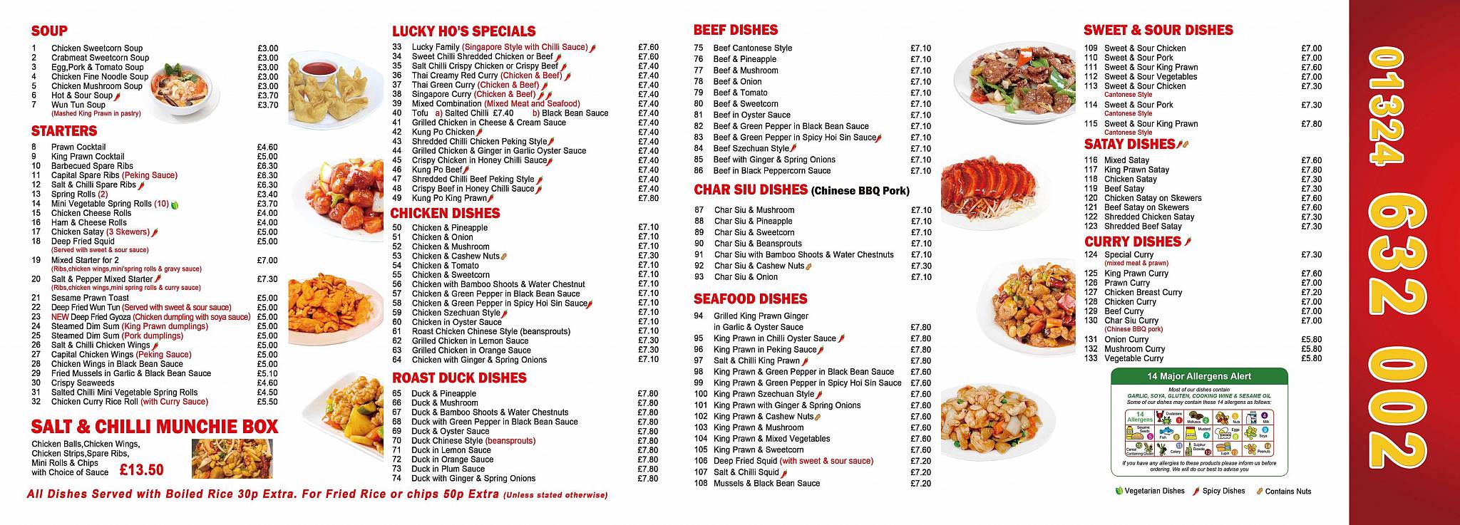 Menu at Lucky Ho fast food, Falkirk