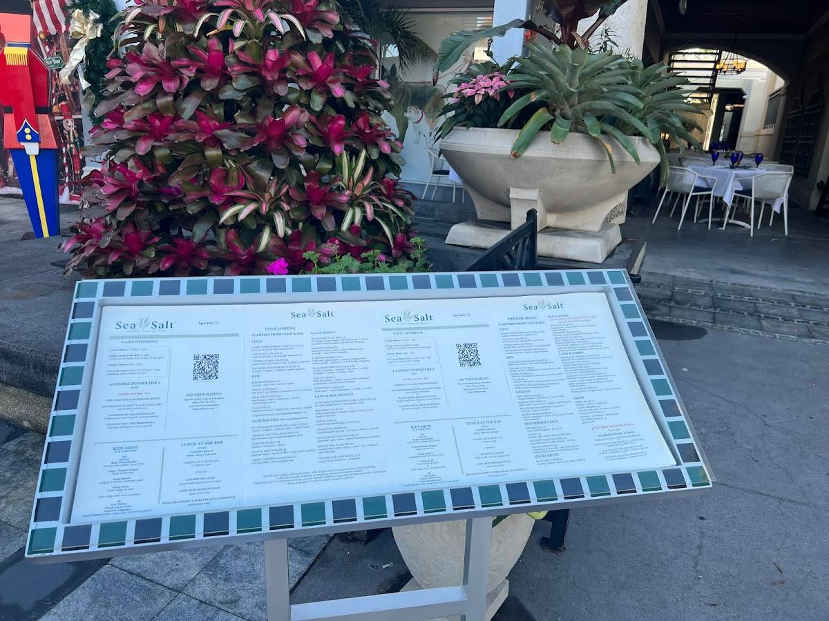 Menu at Sea Salt restaurant, Naples, 3rd St S