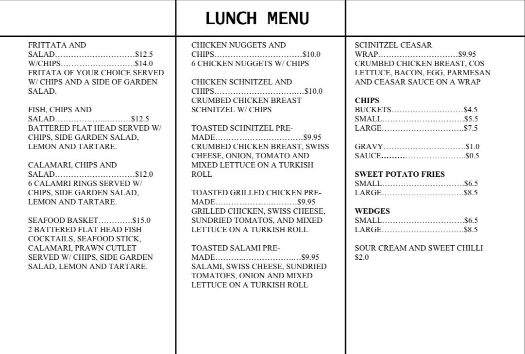 Menu at TREE BRANCH CAFE narellan, Smeaton Grange