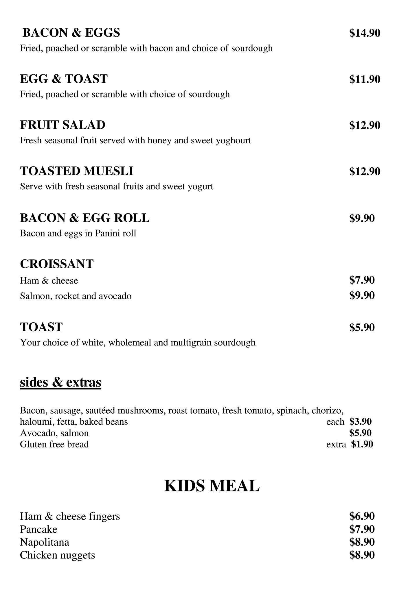 Menu at Olive Kitchen Cafe Breakfast Point, Breakfast Point, shop 5/20