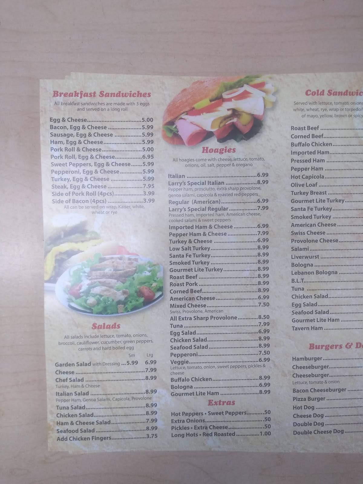 Menu at Larry's Cold Cuts restaurant, Runnemede