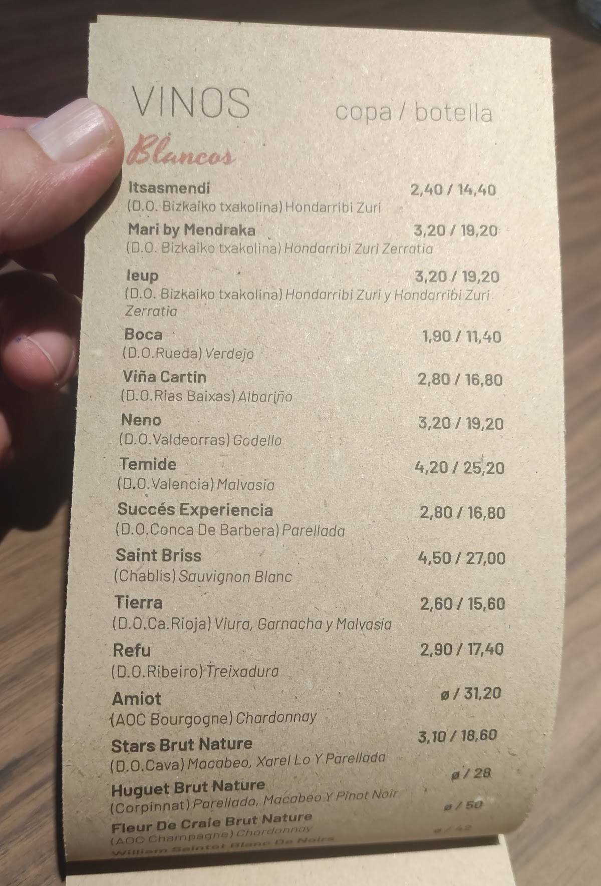 Carta del restaurante Lucky Baster, Bilbao