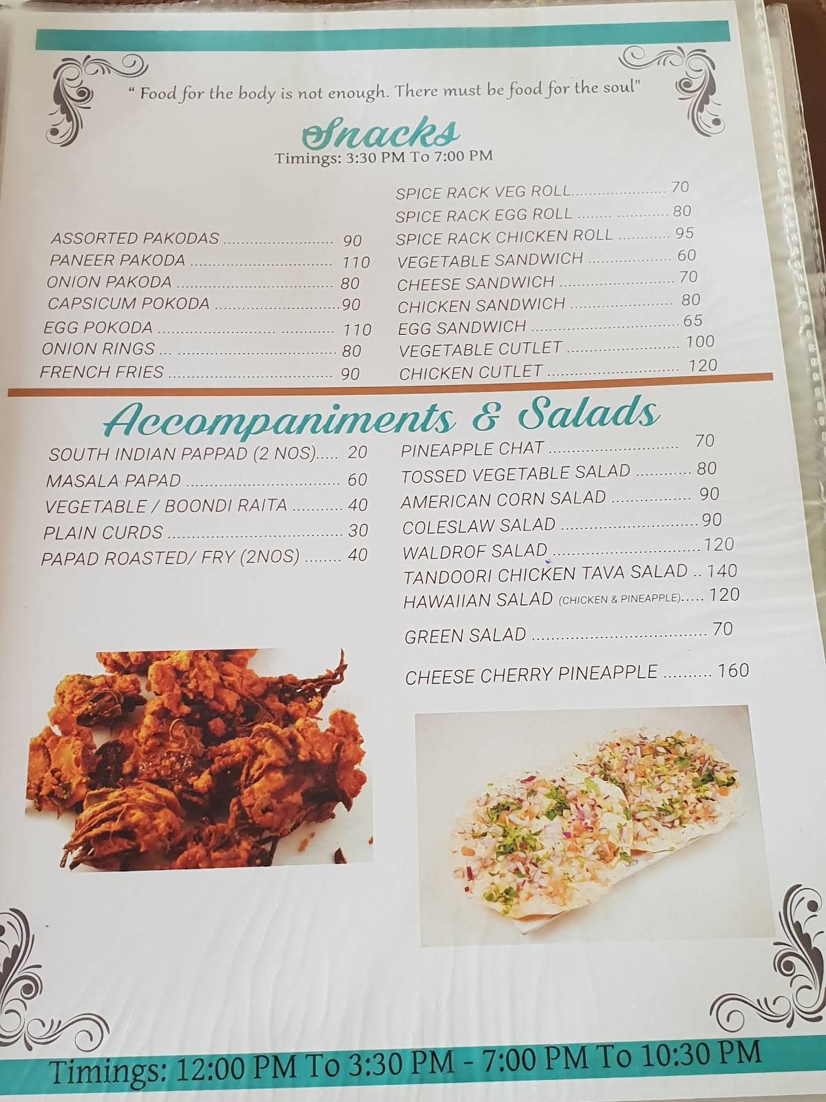 Menu at The Spice Rack, Gonikoppal
