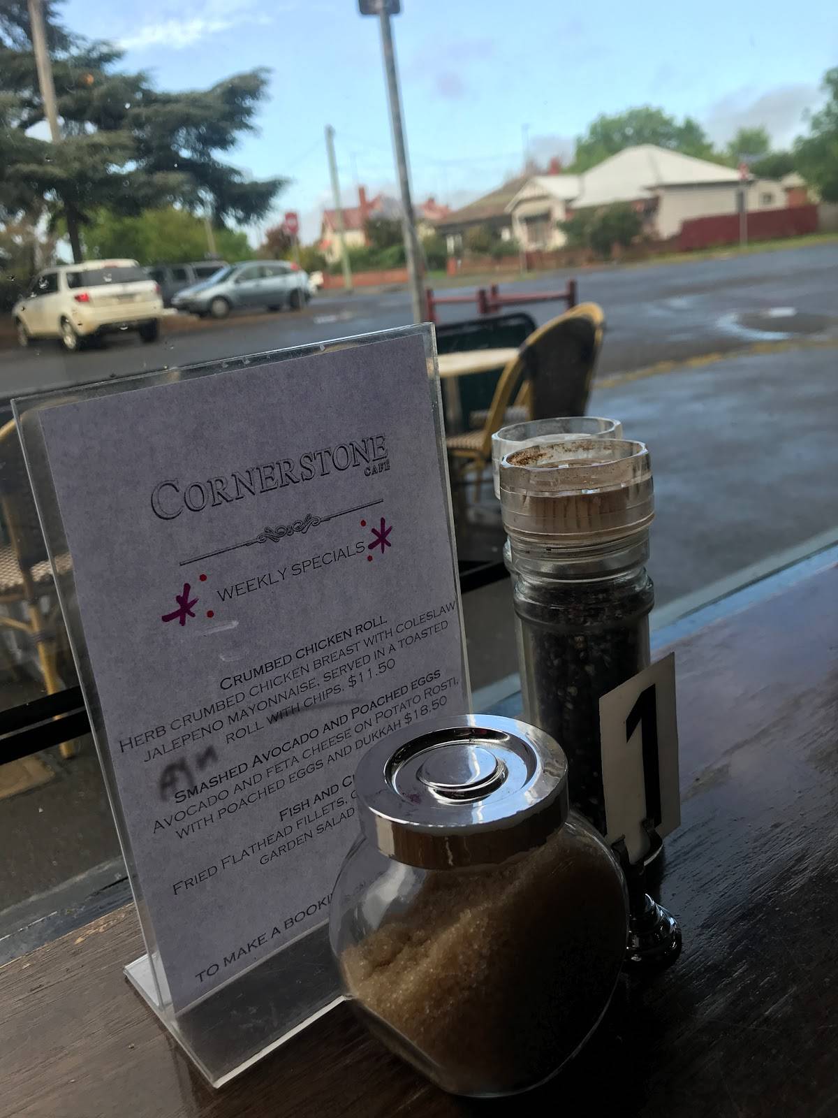 Menu at Cornerstone Cafe, Ballarat Central