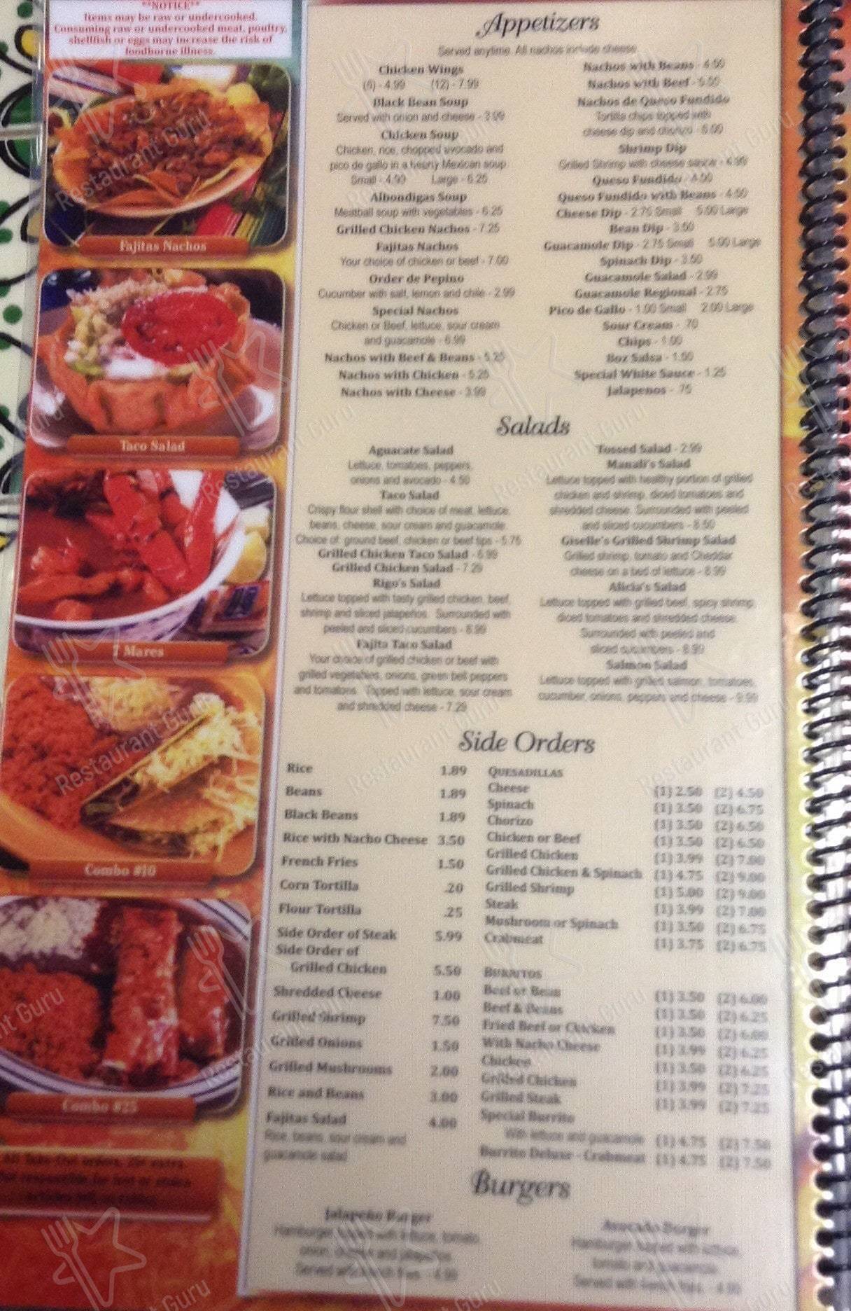 Menu at Monte De Rey Mexican Restaurant, Clemmons, Harper Rd