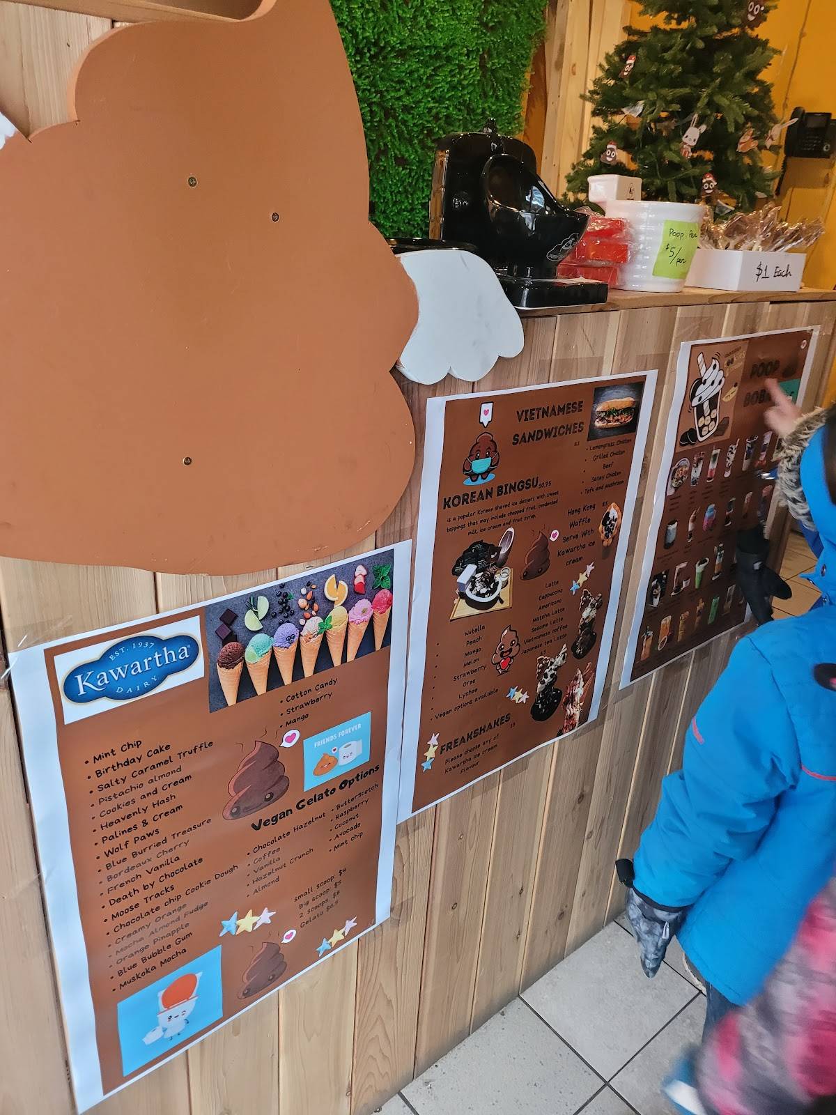 Menu at Poop Café, Toronto