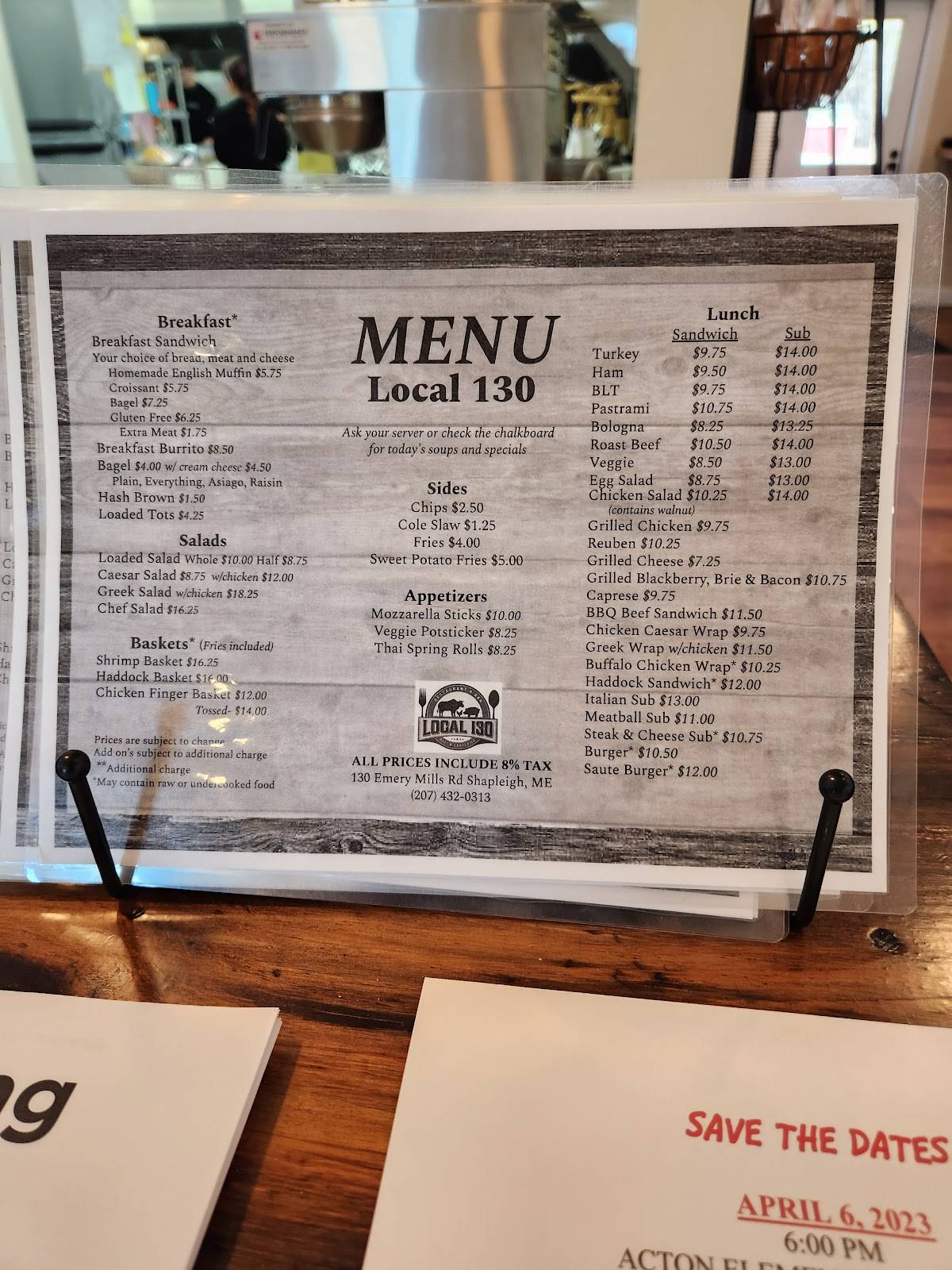 Menu at Keepin' It Local cafe, Shapleigh