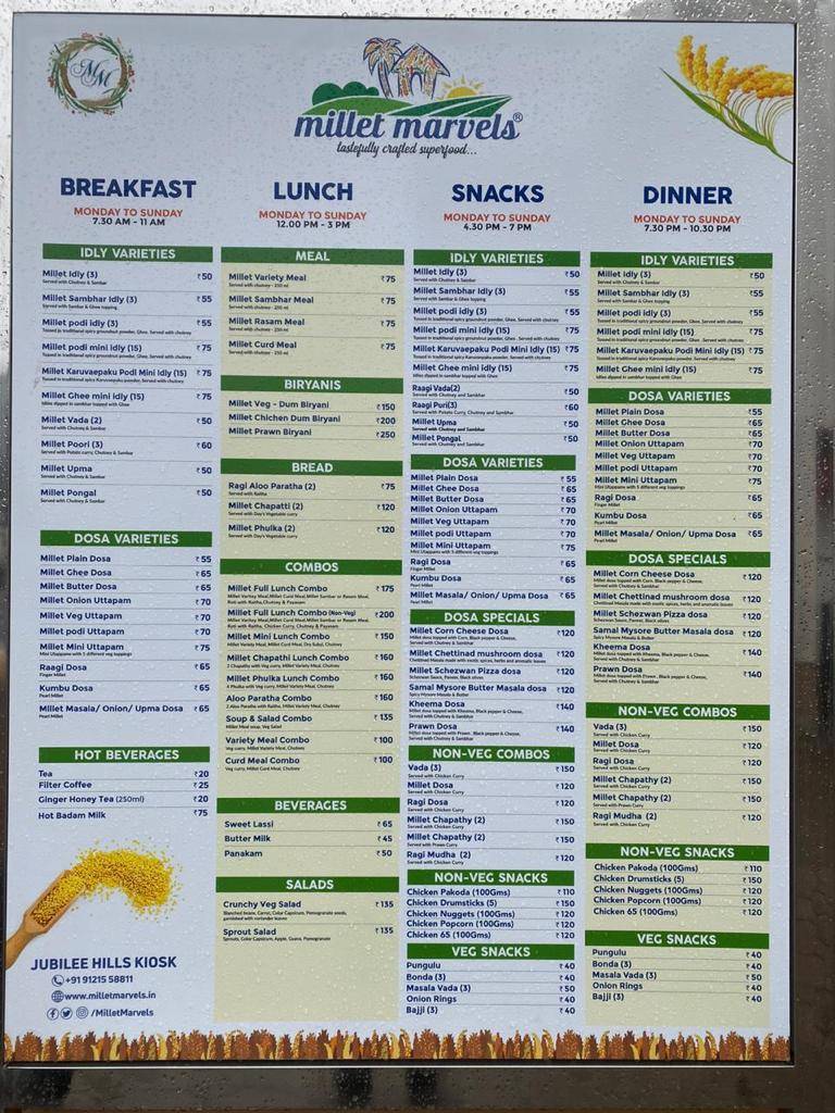 Menu at Millet Marvels, Hyderabad, Apollo Eat Street
