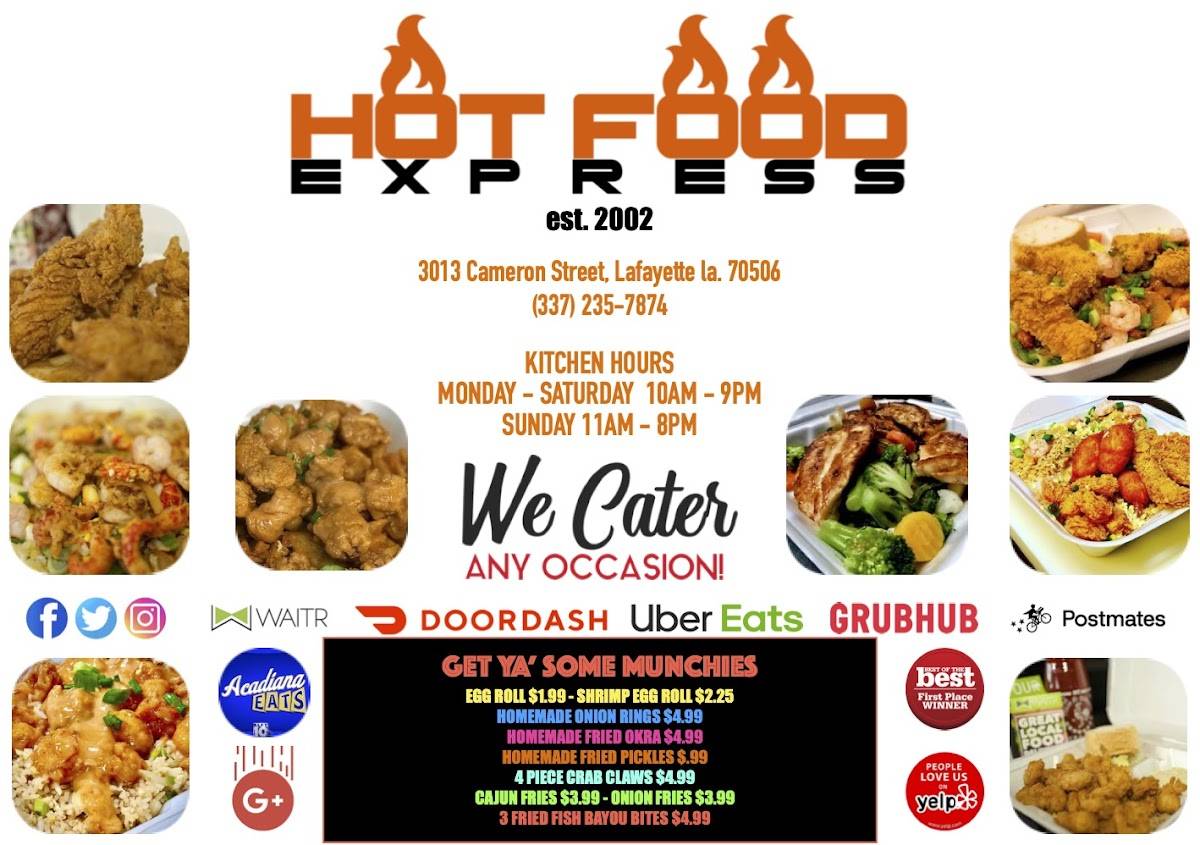 Menu at Hot Food Express pub & bar, Lafayette, Cameron St
