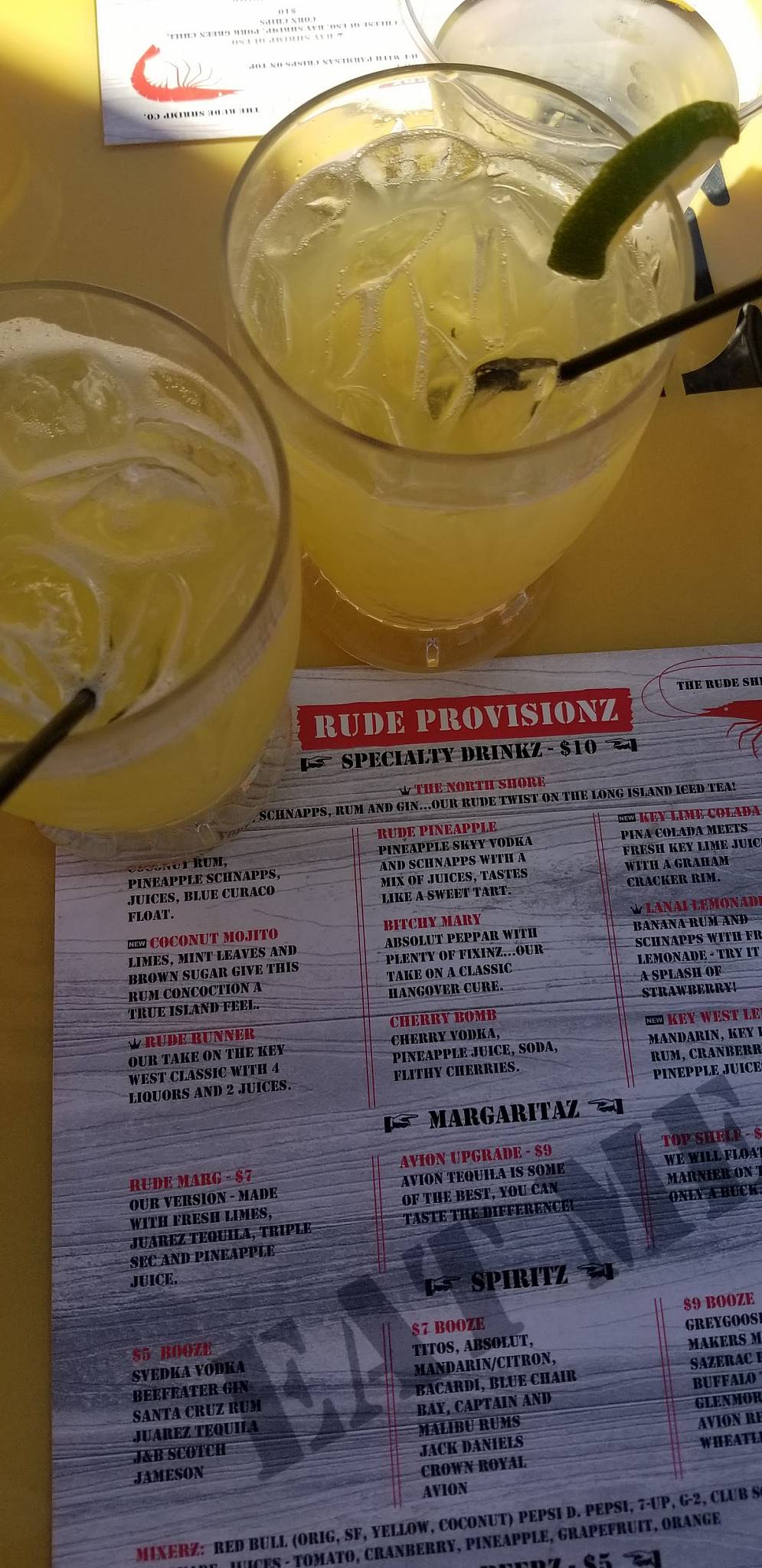 Menu at THE RUDE SHRIMP CO. restaurant, Fort Myers Beach