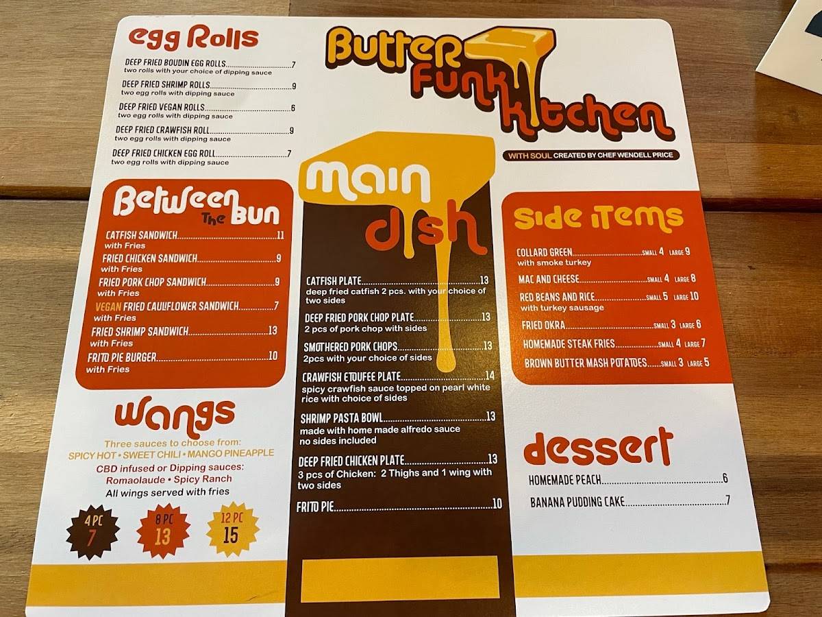 Menu at Butter Funk Kitchen restaurant, Houston