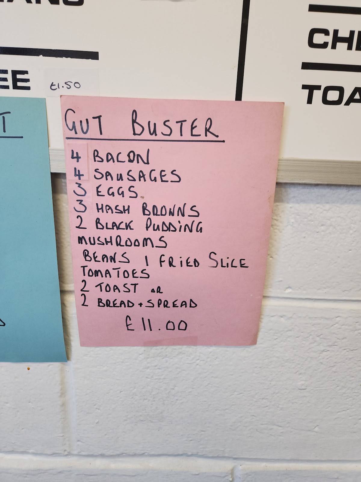 Menu at Crystal Drive Cafe, Smethwick