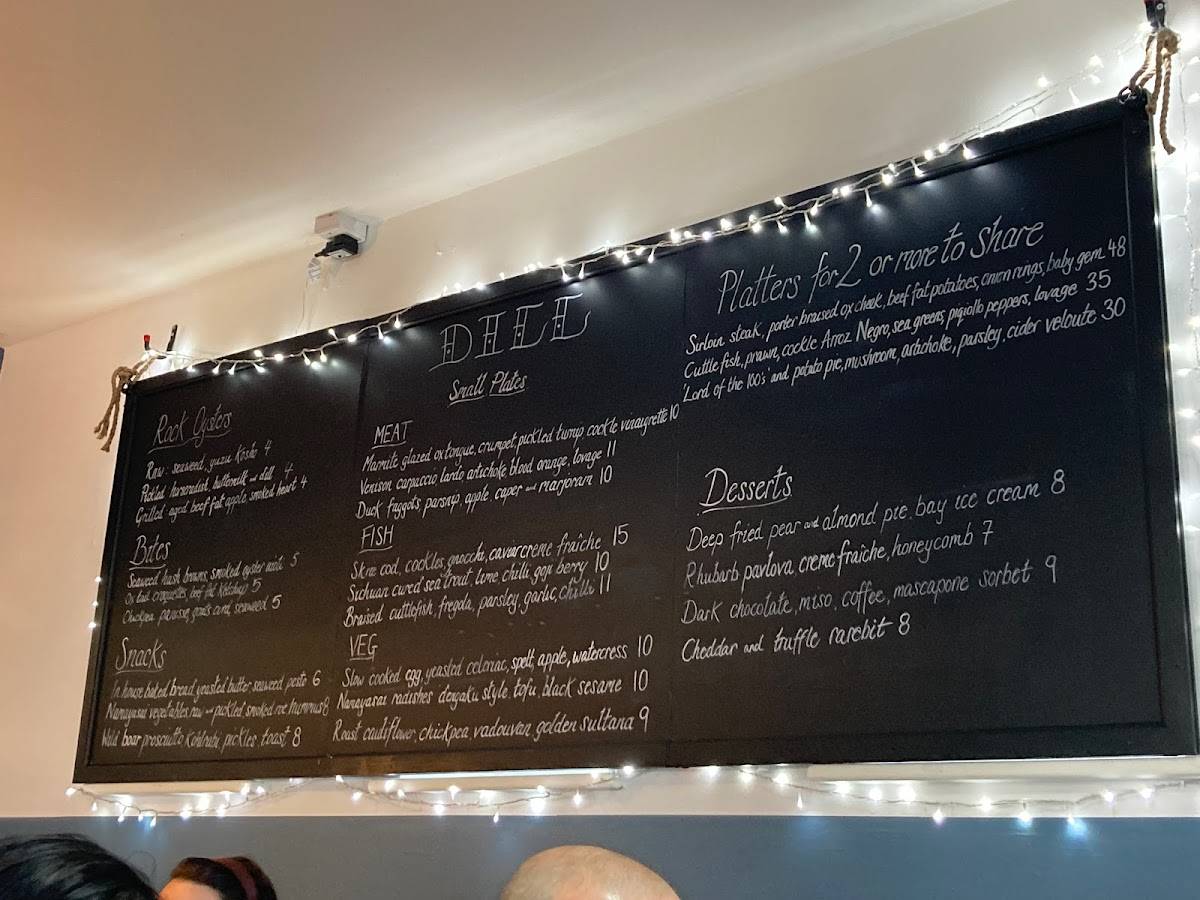 Menu at Dill restaurant, Lewes
