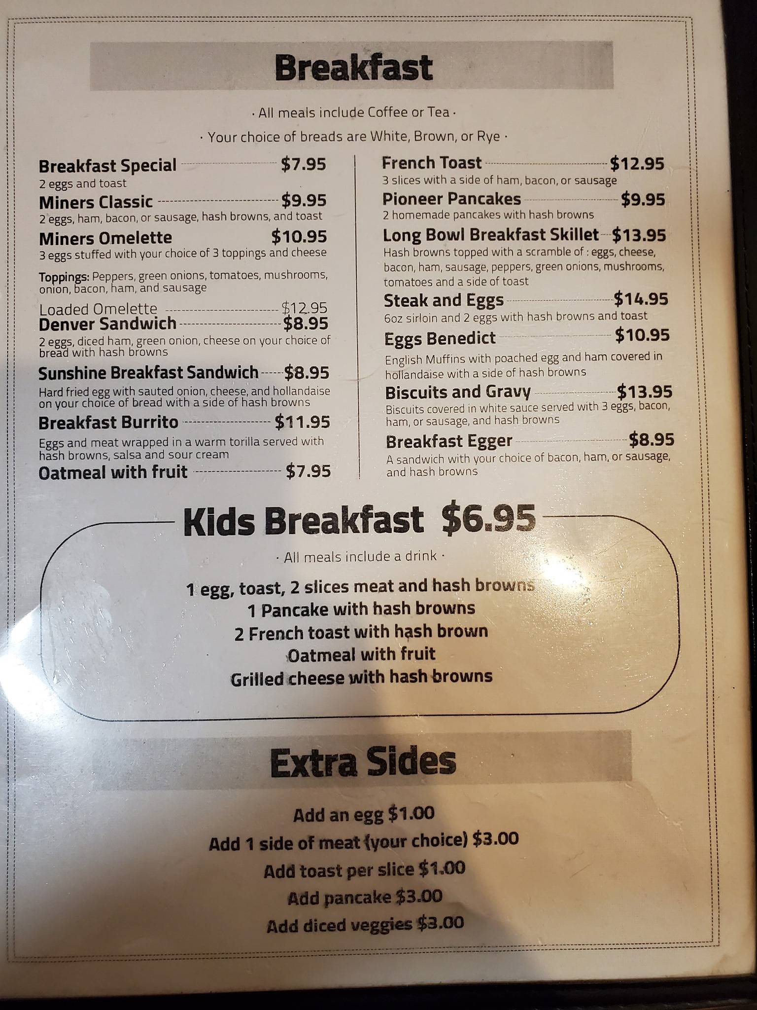 Menu at The Copper Kettle Restaurant, Creighton