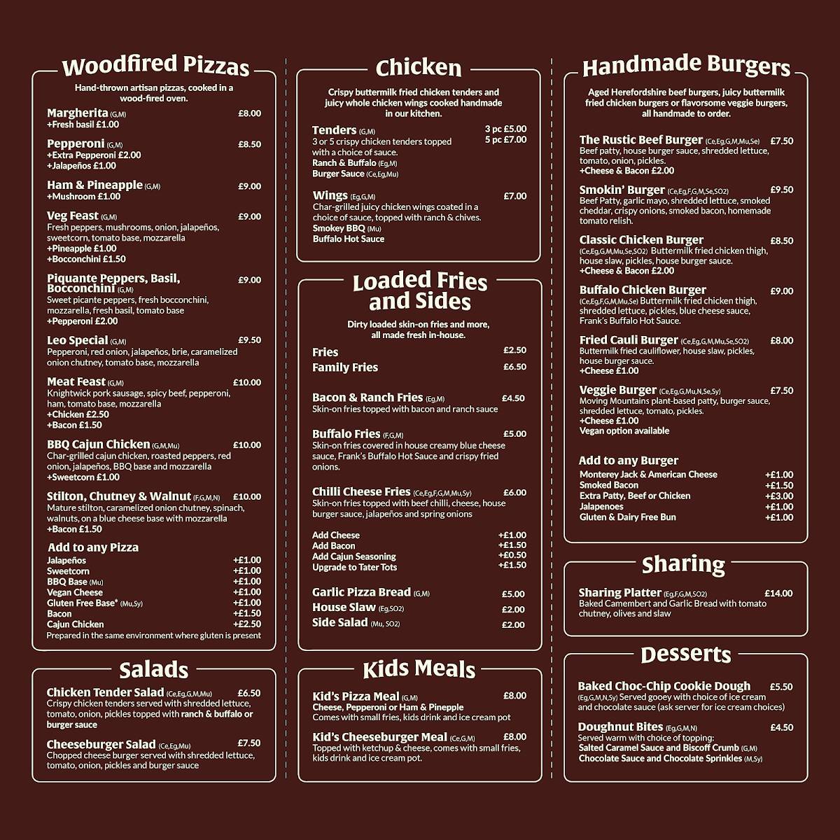 Menu at The Rustic Kitchen pub & bar, Bewdley