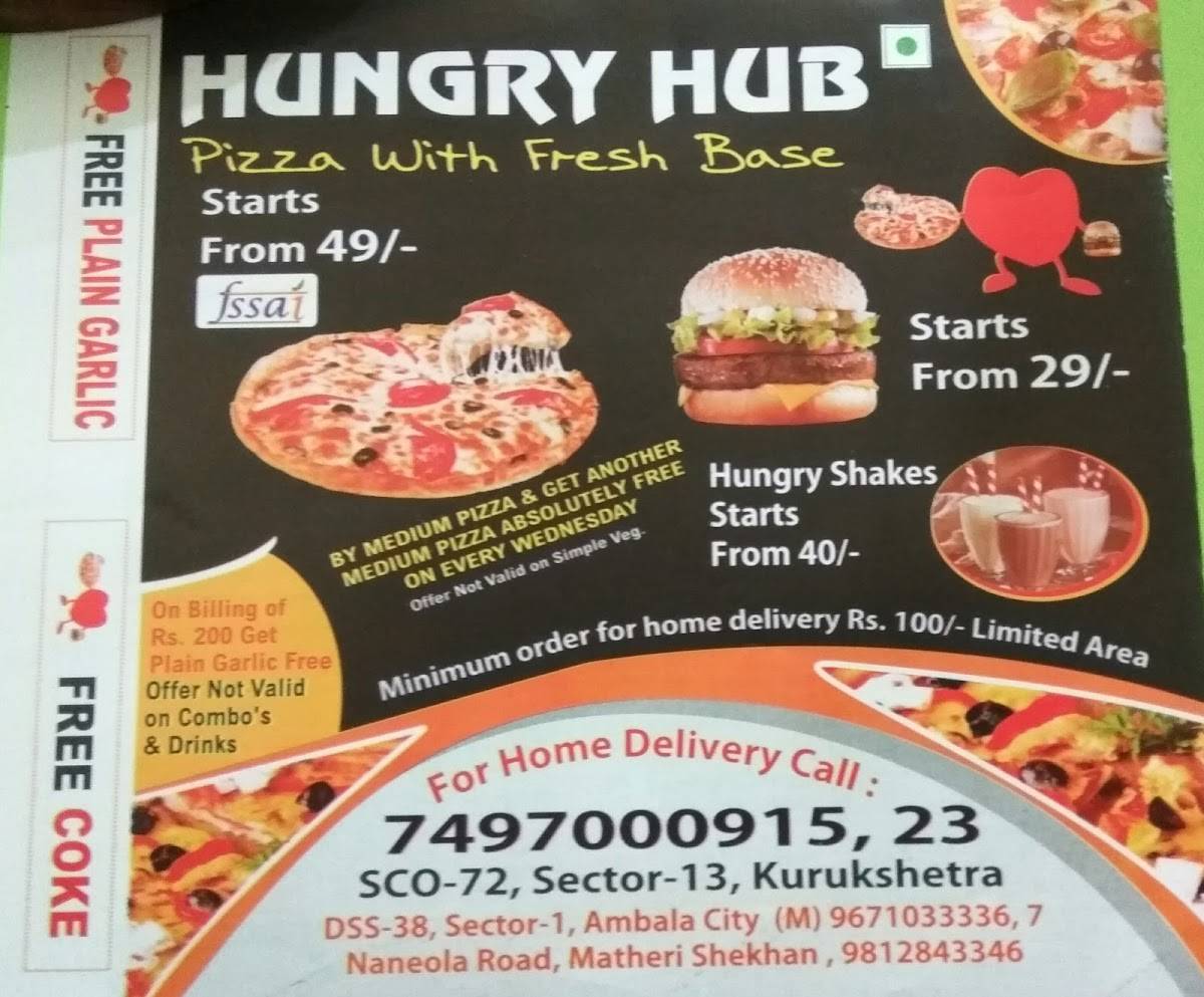 Menu at Hungry Hub, Kurukshetra, Scf 36