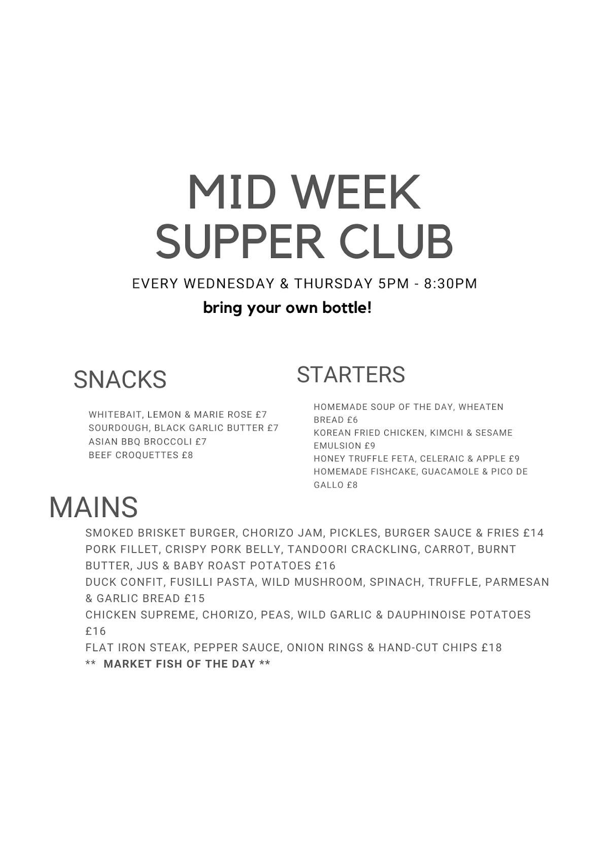 Menu at Origin 101 restaurant, Moira