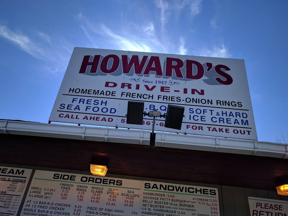 Menu at Howards Drive In restaurant, West Brookfield, 121 E Main St