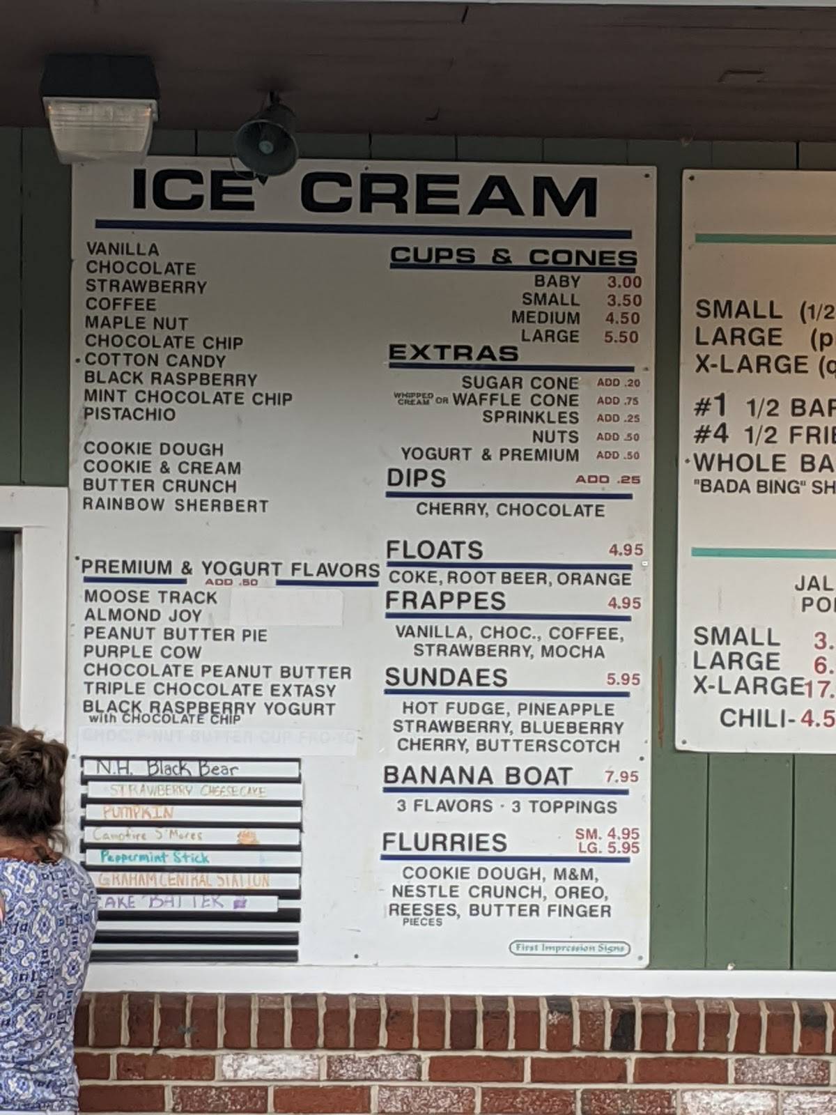 Menu at Howards Drive In restaurant, West Brookfield, 121 E Main St