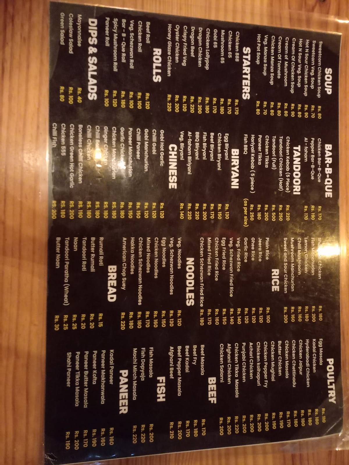 Menu at Midtown Restaurant, Puthuppally