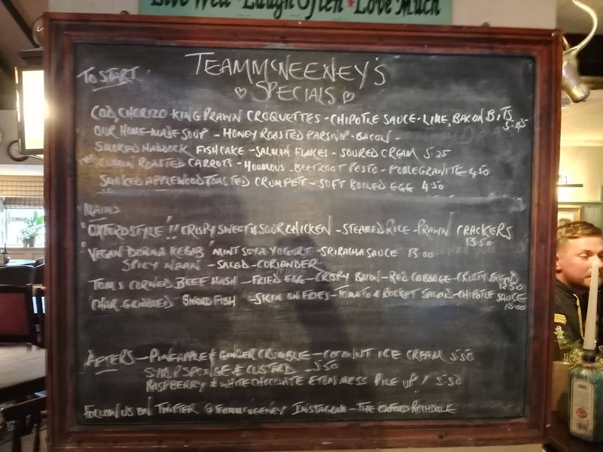 Menu at The Oxford pub & bar, Rochdale, 662 Whitworth Rd