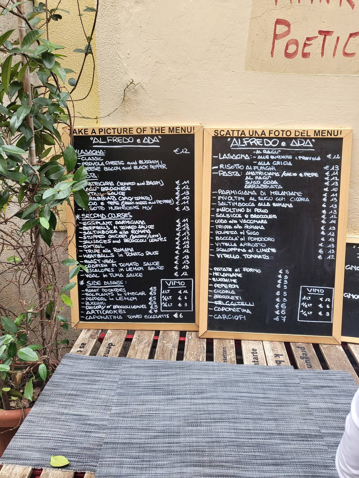 Menu da Alfredo e Ada pub & bar, Roma, Via dei Banchi Nuovi