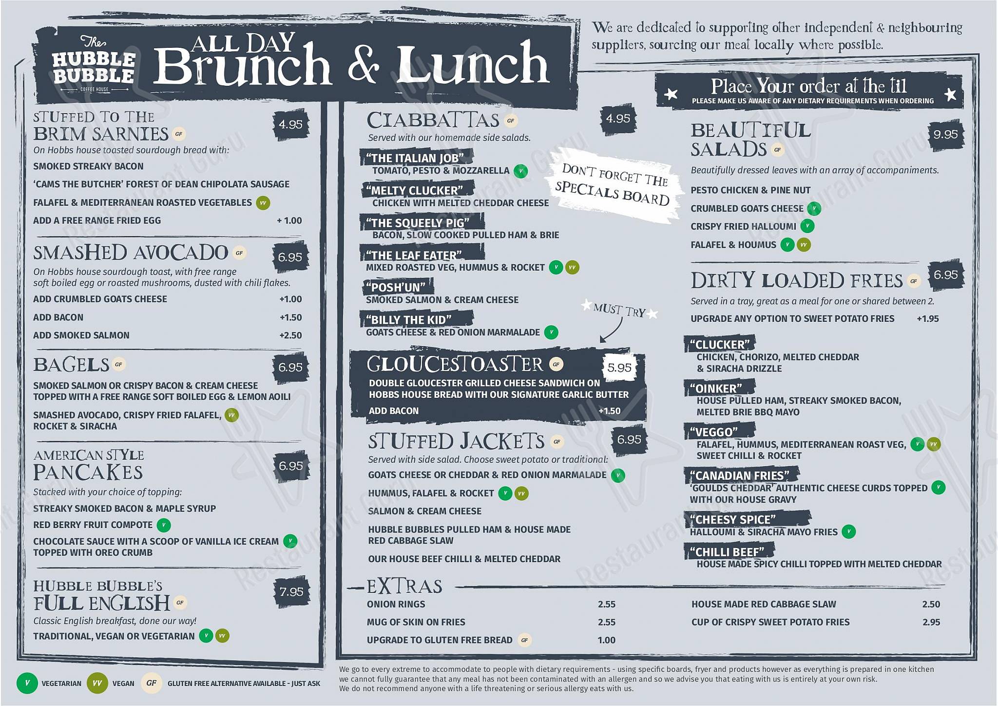 Menu at Hubble Bubble Coffee House, Gloucester