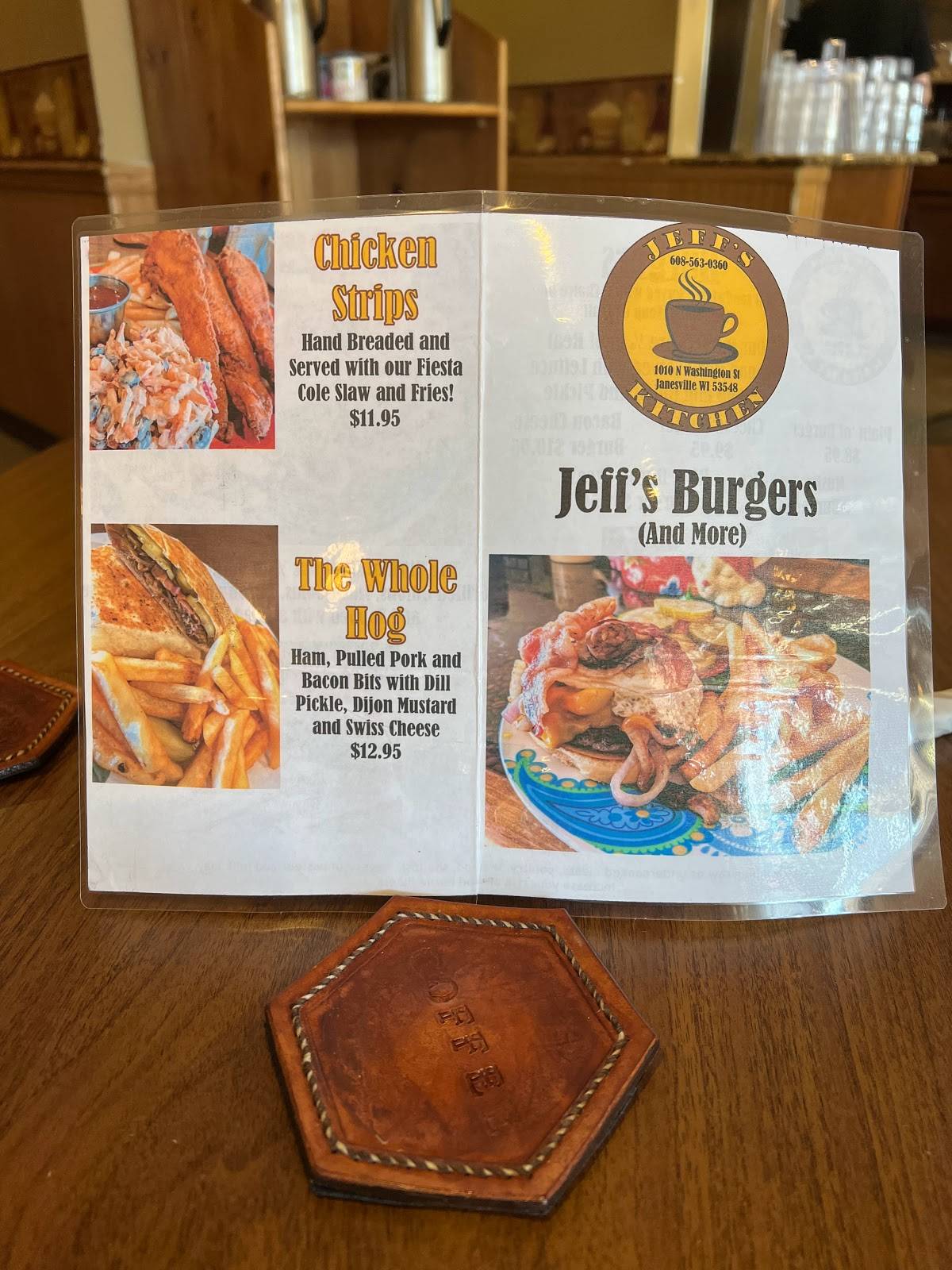 Menu at Jeff's Kitchen restaurant, Janesville