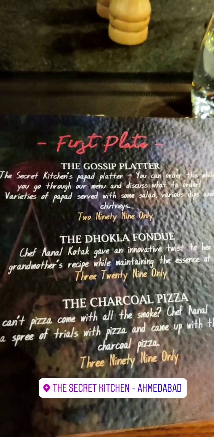 Menu at Secret Kitchen, Ahmedabad, 2nd floor