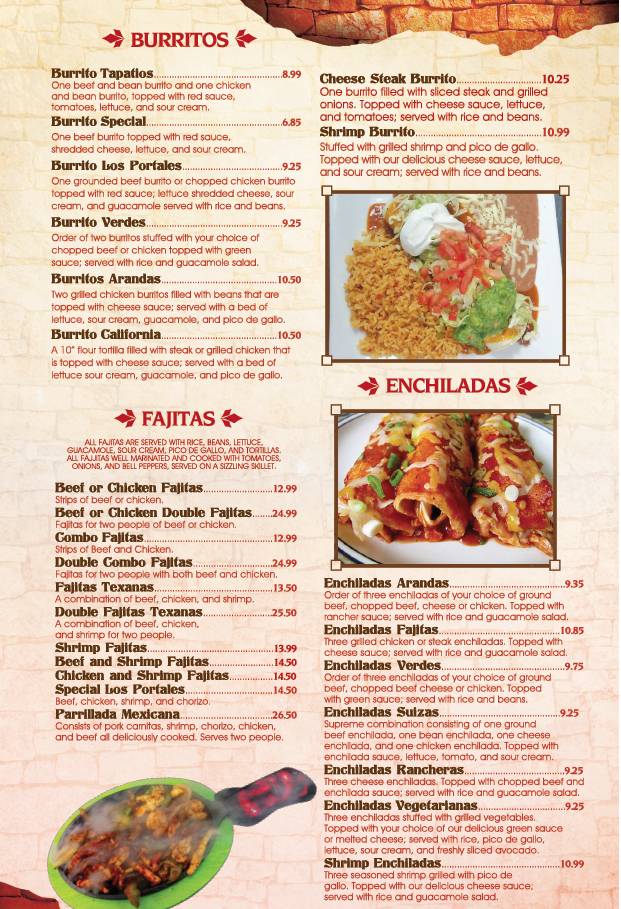 Menu at LOS PORTALES restaurant, Ponca City