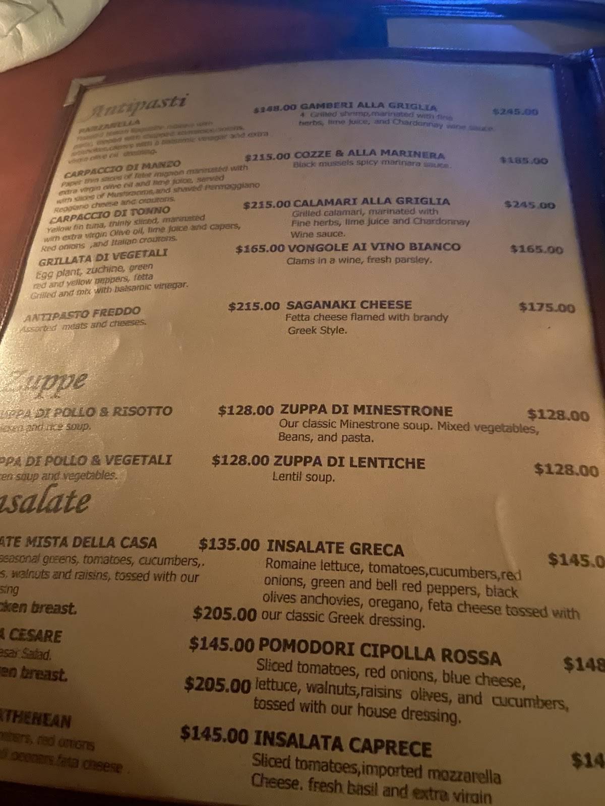 Menu at Ristorante il Mare restaurant, Zihuatanejo