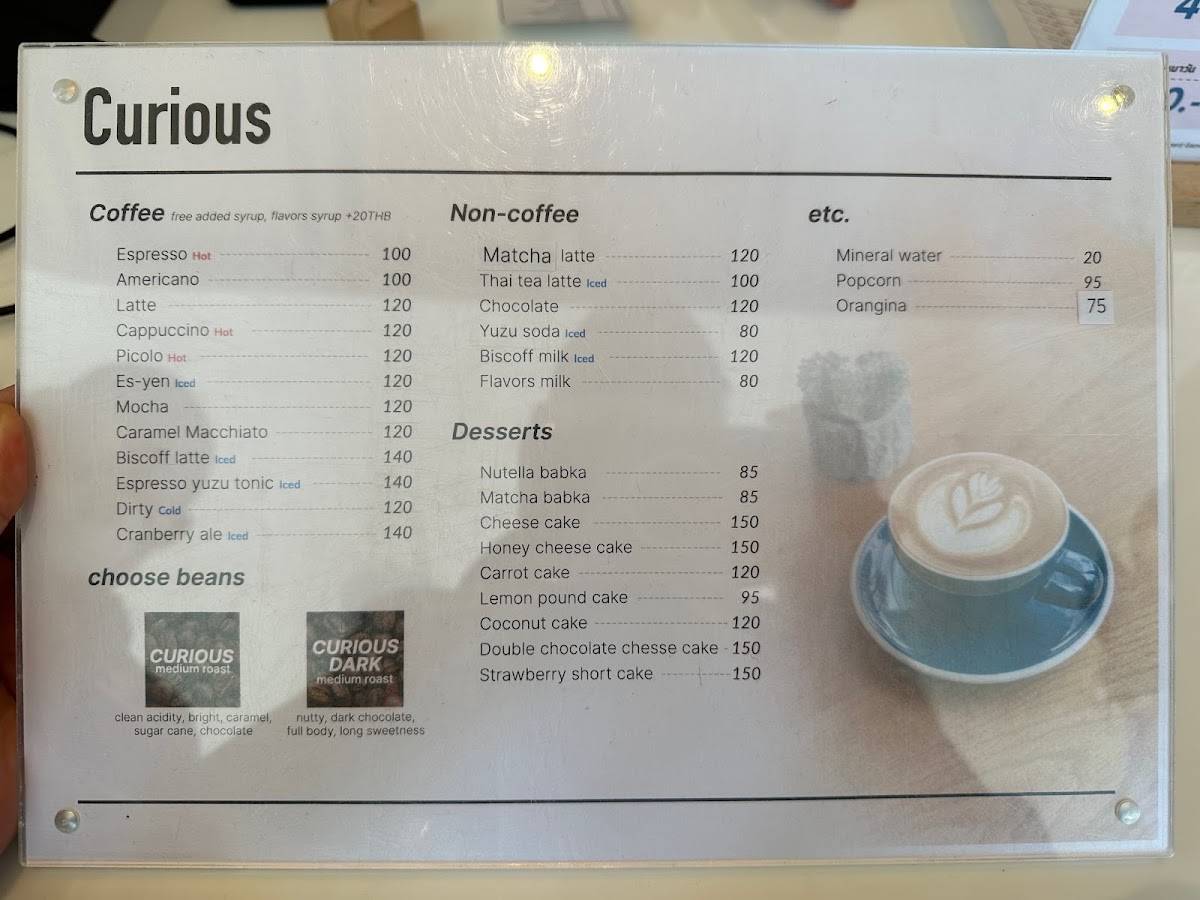 Menu at Curious Cafe (คิวเรียส คาเฟ่), Bangkok