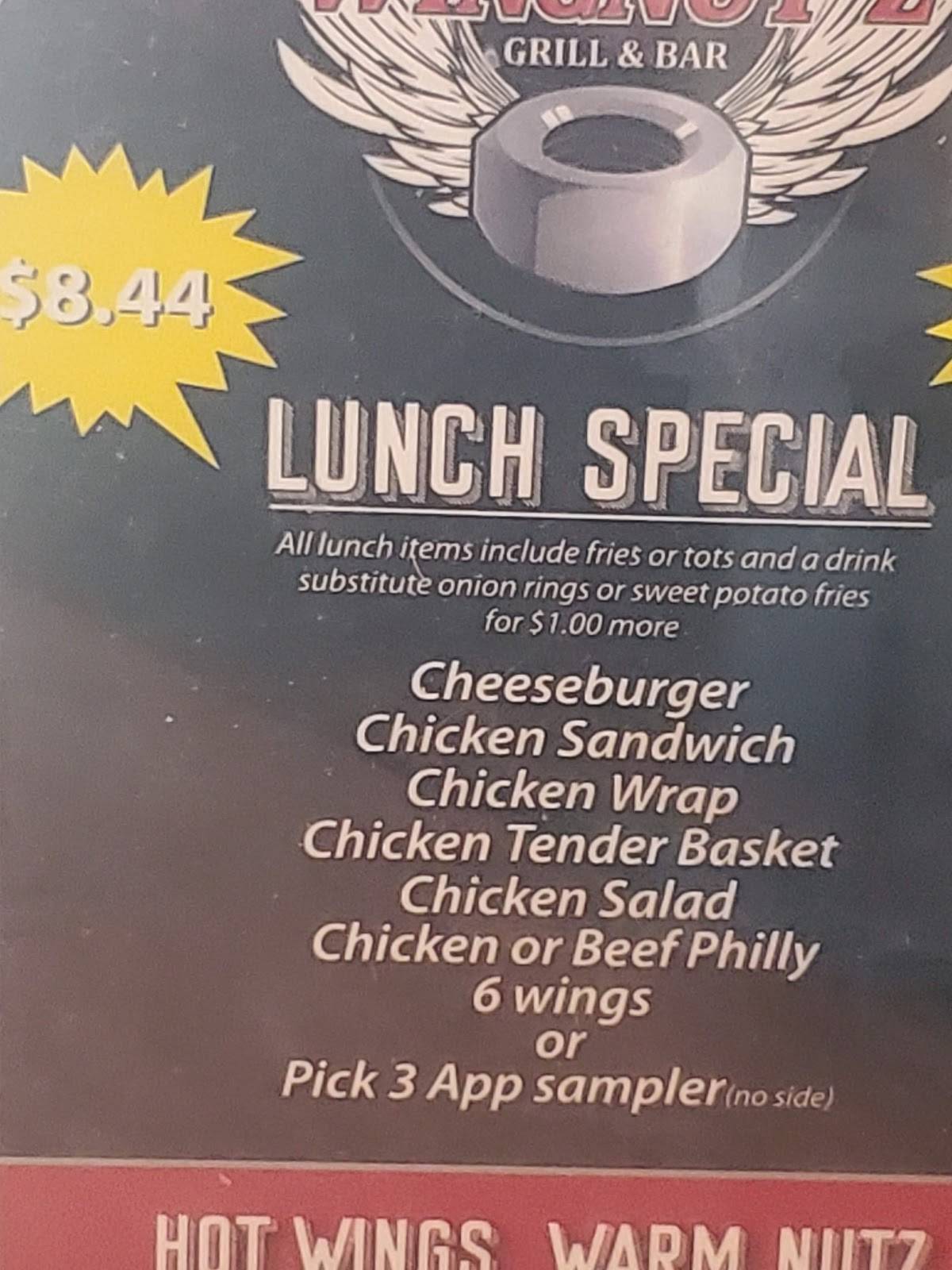 Menu at Wingnutz pub & bar, Fountain Inn
