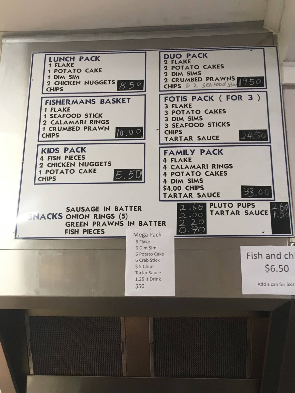 Menu at Marong Rd Fish Shop fast food, Ironbark