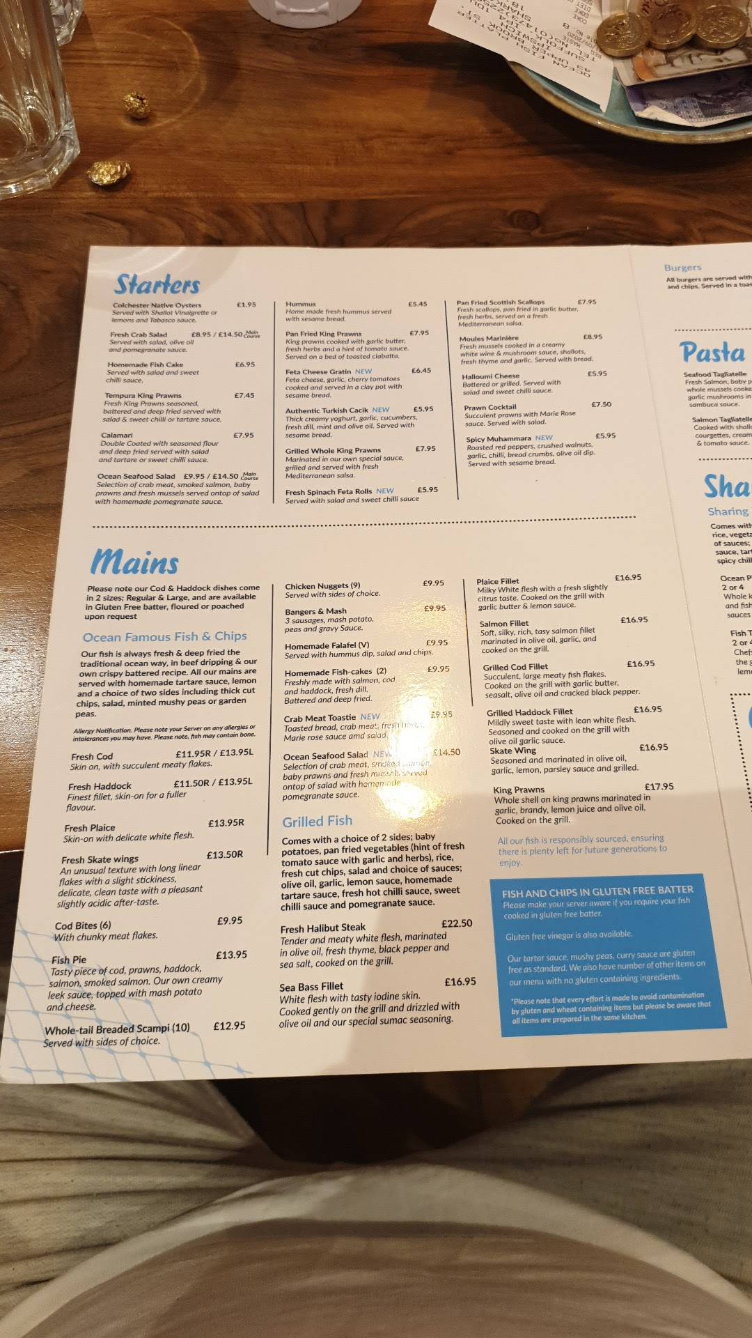 Menu at Ocean Fish Platter restaurant, Ipswich