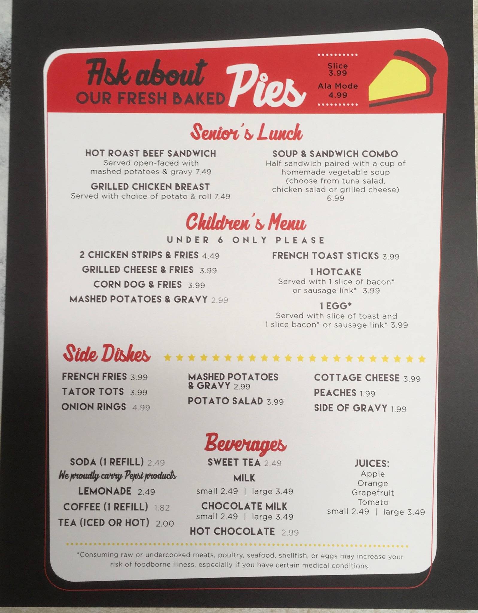 Menu at Stacy's Restaurant, Junction City