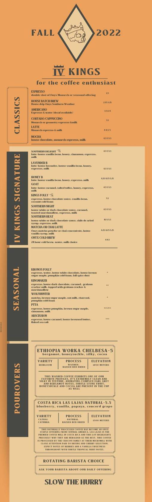 Menu at Four Kings Coffee desserts, Jonesboro