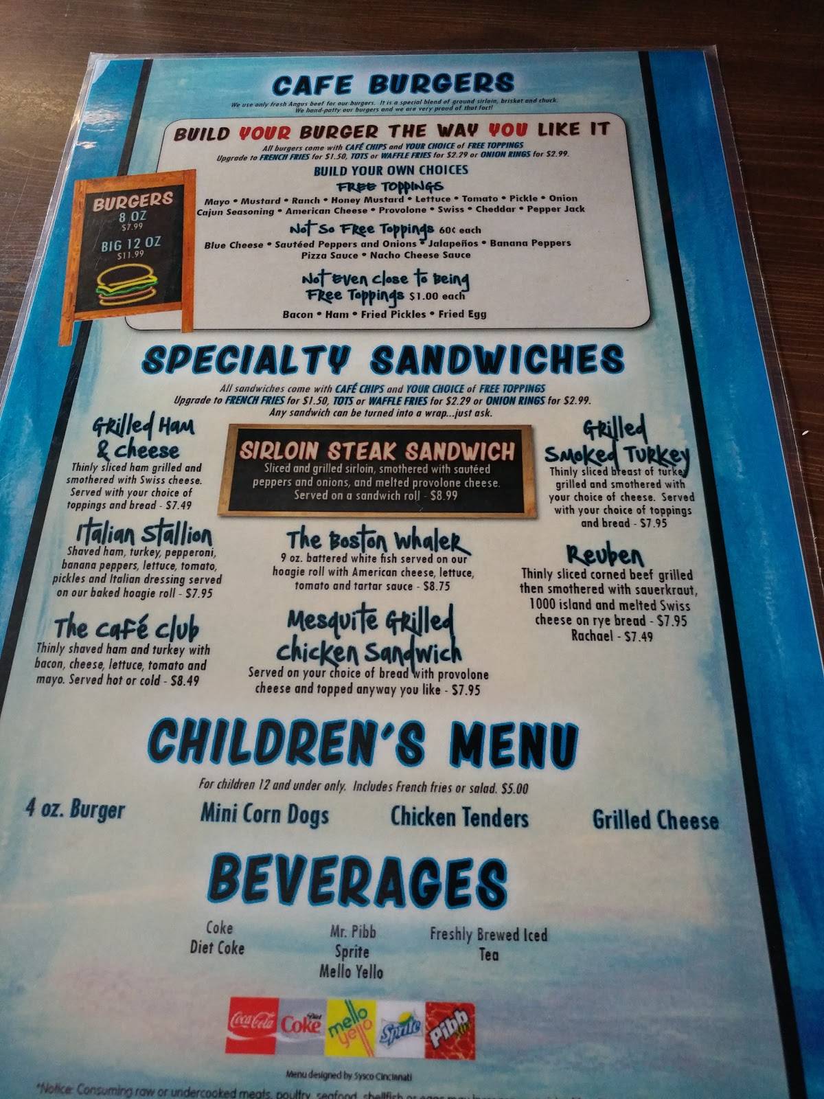 Menu at River's Edge Cafe, Saint Albans