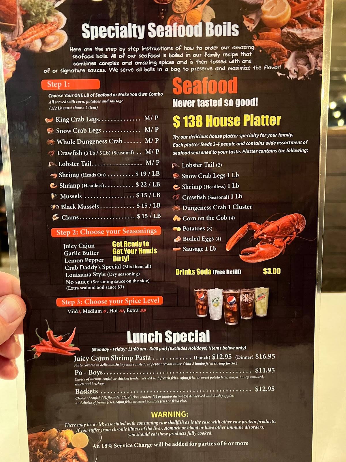 Menu at RUSTY CRAB DADDY restaurant, St.